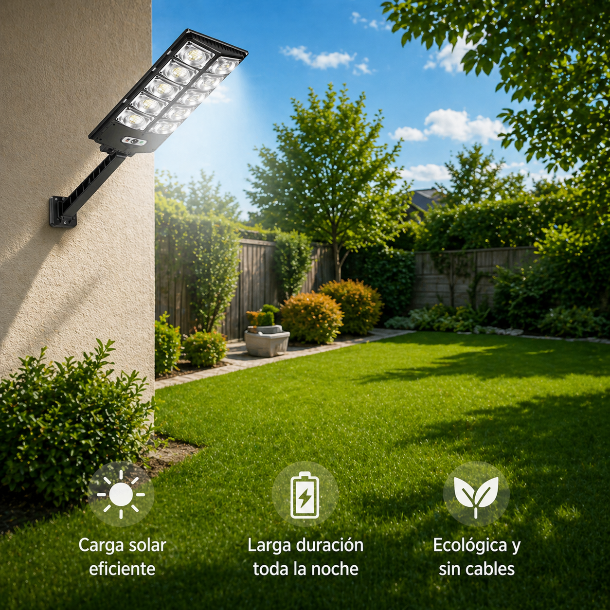 Lámpara solar con 10 luces LED y sensor de movimiento